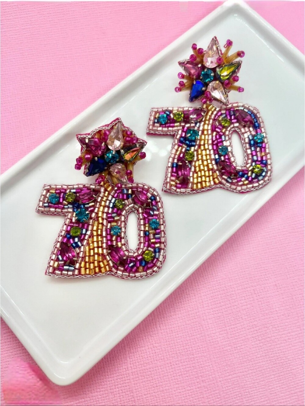 🌺70th Birthday Earings Beaded 70th Milestone Gifts 70th Birthday Accessories